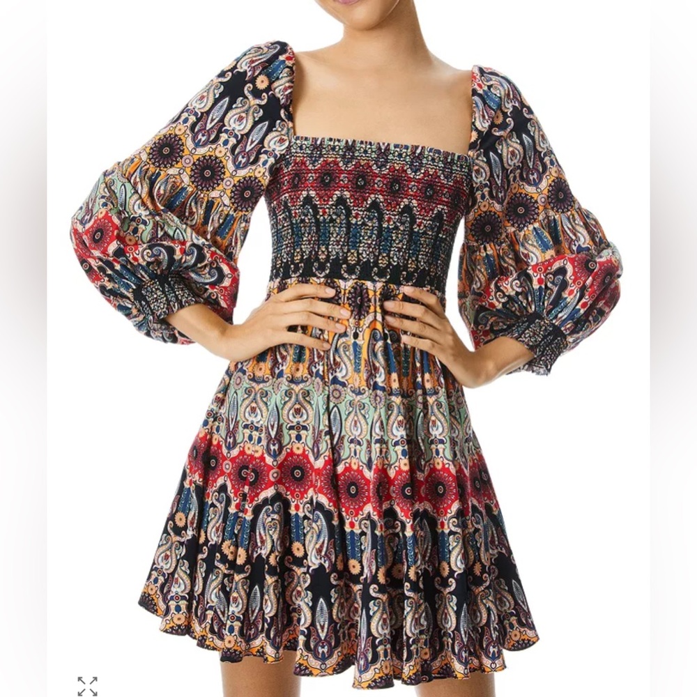 Alice and Olivia Julissa Smocked Mini Dress